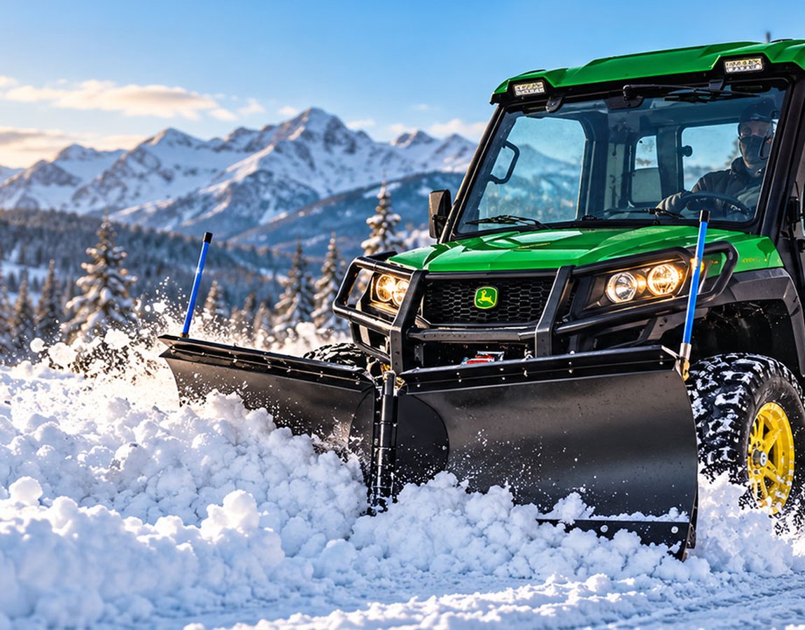 KFI UTV snow plow kit clearing snow